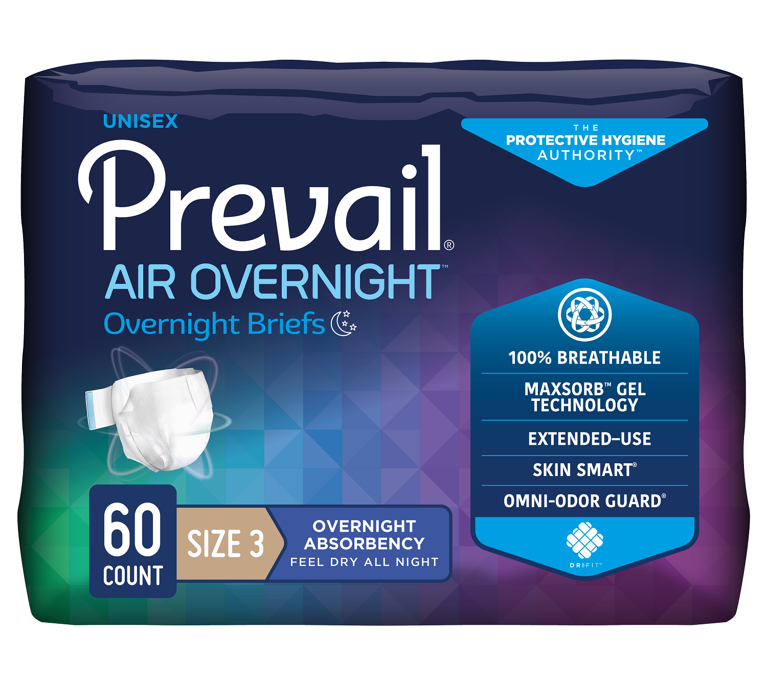 Prevail Air Overnight Briefs, Overnight Absorbency, Breathable, Refastenable Tabs 83539638