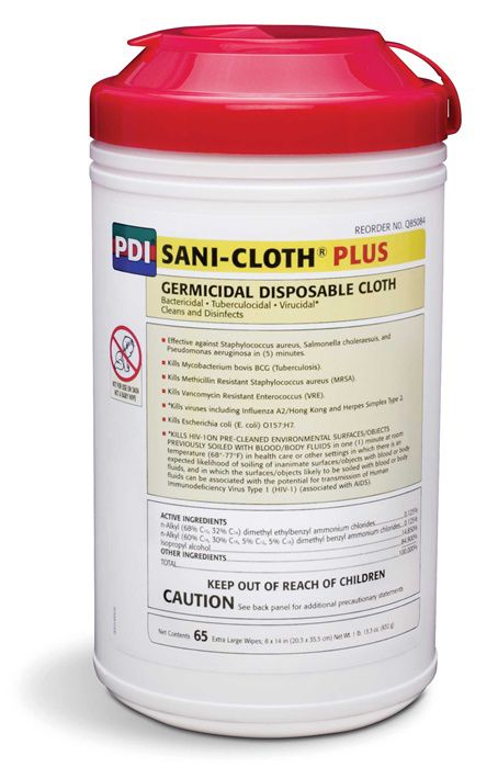 Sani-cloth Plus Germicidal Disposable Wipes, 6