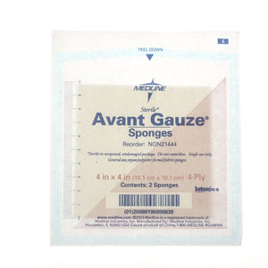 Medline NON21444 Avant Gauze Sponge Sterile 4" x 4", 2 Per Pack Box of 50 Packs