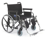 Medline Extra-Wide Wheelchair 24 Inch with Removable Full-Length Arms and Swing Away Foot Rests