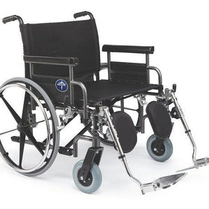 Medline Extra-Wide Wheelchair 24 Inch with Removable Full-Length Arms and Swing Away Foot Rests