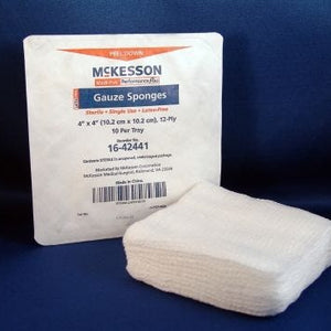 Mckesson 16-42441 USP Type VII Cotton Gauze Sponge Pack of 10