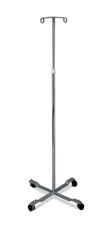 Medline Industries Standard I.V. Pole with 2 Hooks and 4 Caster, Large, 18