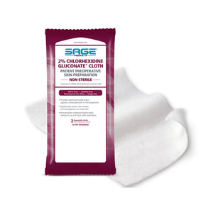 Sage Product 9707, 2% Chlorhexidine Gluconate Cloths, Case of 32 30716490