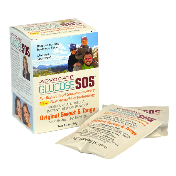 Advocate Glucose SOS Instant Dissolve Powder, Original Sweet & Tangy, 15 Grams, Case of 72