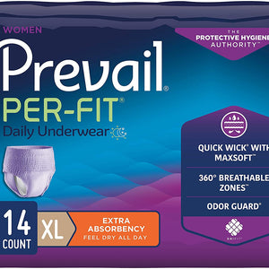 Prevail Per-Fit Incontinence Protective Underwear for Women, Extra Absorbency, Pull On with Tear Away Seams 18885950