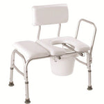 Carex Bathtub Transfer Bench: Vinyl, Padded with Cut Out and Commode Pail, 300 lb Weight Capacity White