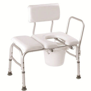 Carex Bathtub Transfer Bench: Vinyl, Padded with Cut Out and Commode Pail, 300 lb Weight Capacity White
