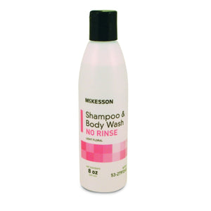 Mckesson Rinse-Free Shampoo and Body Wash: 1 Count, 8 oz, Light Floral Scent
