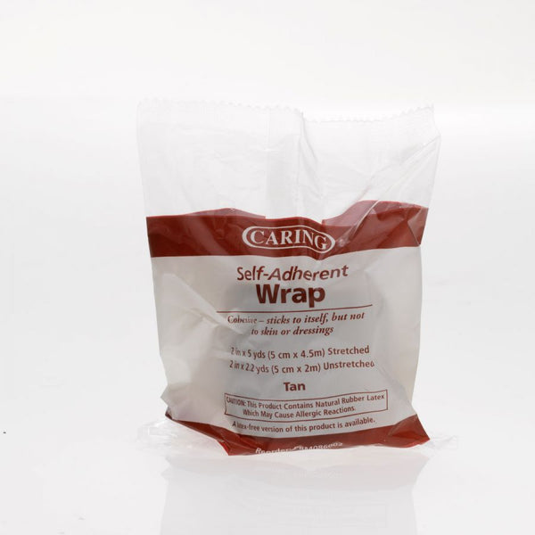 Caring Non-Sterile Latex Self-Adherent Wrap, Tan, 2