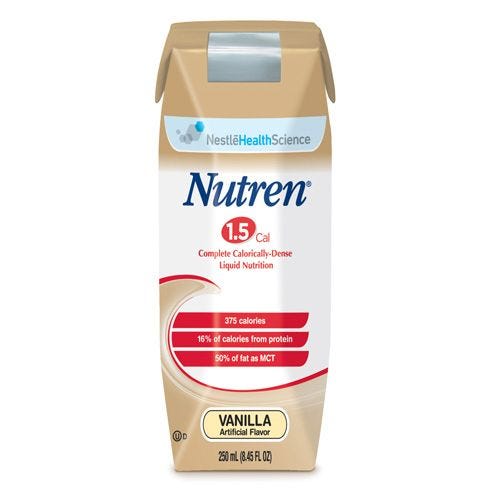 Nestle Nutren 1.5 Complete Liquid Nutrition 375 cal 8 oz: Unflavored, 24 Count 91869807