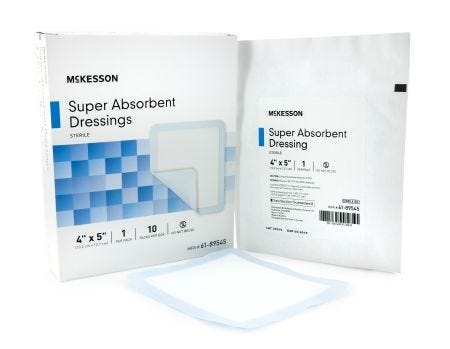 Mckesson Super Absorbent Polymer Dressing: 10 Count, White/Blue, 4