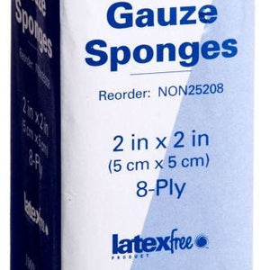Medline Woven Non-Sterile Gauze Sponges, 2" x 2", 8-Ply, Non-Sterile, Latex-Free, Pack of 200