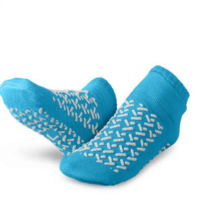 Medline Slipper Socks, Large, Blue, Ankle High, 1 Pair