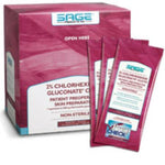 Sage Prep Pad 2% Chlorhexidine Gluconate 3 individually wrapped packages with 2 cloths per package, Pack of 6