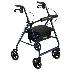 Drive Medical Rollator Walker with Fold Up and Removable Back Support and Padded Seat - 300 lb. Weight Capacity, Blue