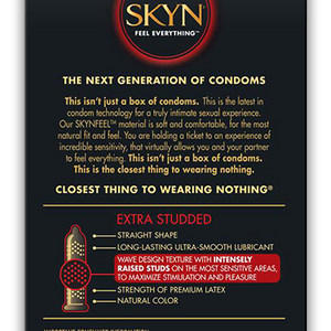 Lifestyles SKYN 20939 Feel Everything Extra Studded, Box of 22 Condoms