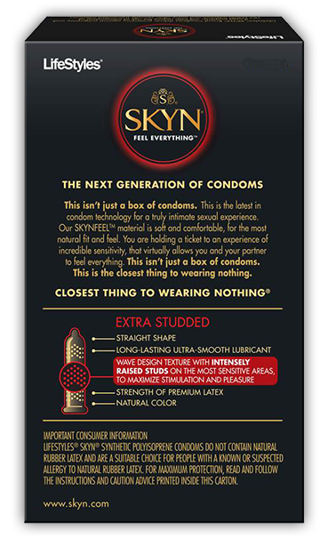 Lifestyles SKYN 20939 Feel Everything Extra Studded, Box of 22 Condoms