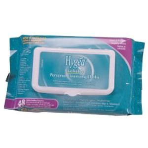 Hygea Flushable Personal Cleansing Cloths, 5-1/2" x 7", Contain 88% Biodegradable Fibers and Soft Packaging Contains Over 70% Less Plastic, Pack of 48