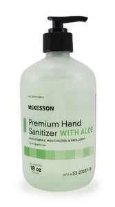 McKesson Premium 53-27037-18 Hand Sanitizer with Aloe 18 oz. Ethanol Gel Pump Bottle 1 Each