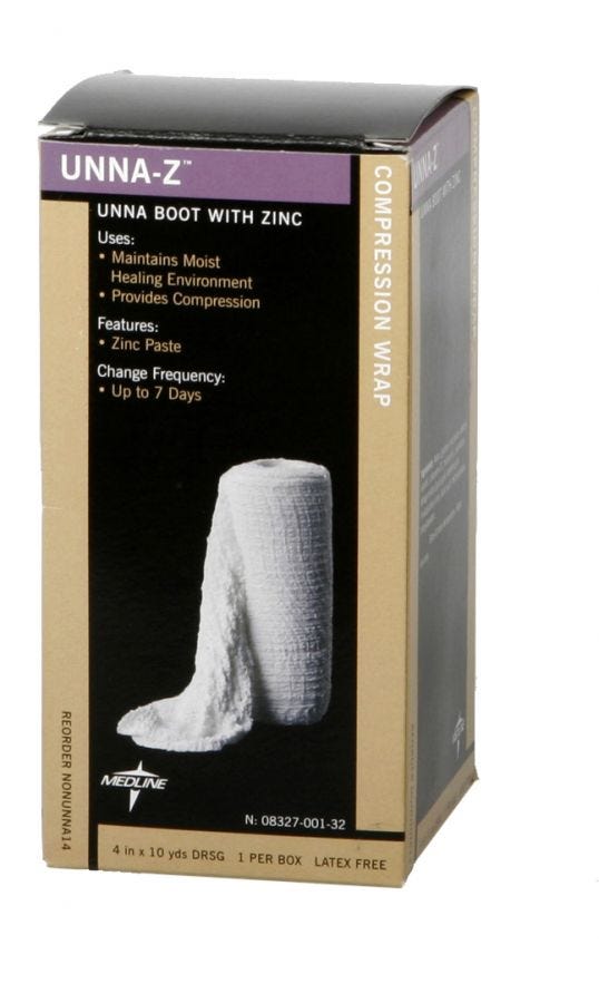 UnnaZ Zinc Oxide Impregnated Gauze Bandage, 4" X 10 yd