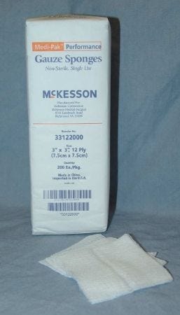 McKesson 33122000 Gauze Sponges, Pack of 200