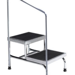 Mckesson Step Stool: 1 Count, Black Powder Coated Steel, 16" W x 24" L, 9" and 16" H, 600 lbs