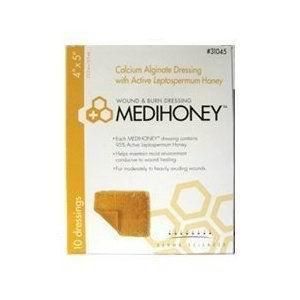 MEDIHONEY 31045 Calcium Alginate Dressing for Wounds & Burns, 4 x 5 Inch