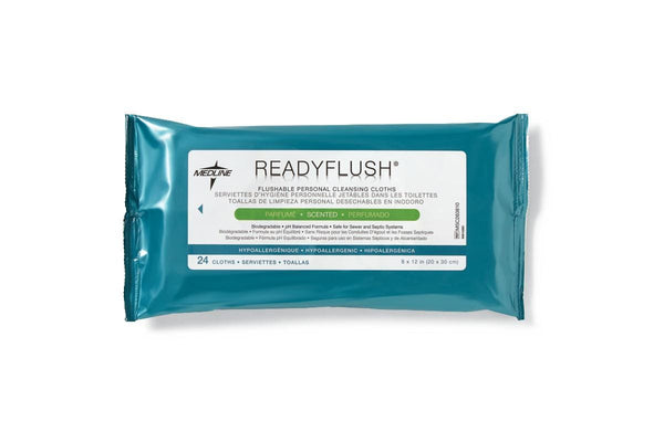 ReadyFlush Biodegradable Flushable Wipes, Tub of 60, With 2 Refill Packs