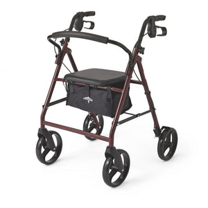 Medline Basic Steel Rollators Red 8" 1 Count