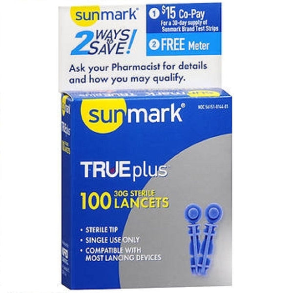 Sunmark TruePlus Twist Top Lancet 28 Gauge Box of 100, Light Blue 21225388