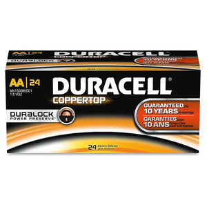 Duracell Coppertop Alkaline Battery AA Cell 1.5V Disposable, 24 Pack