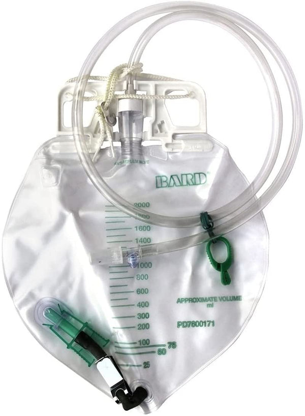 Bard Urinary Drain Bag Bard Anti-Reflux Valve 2000 mL Vinyl Pack of 4