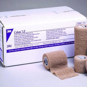3M Coban LF 2084 Cohesive Bandage 4 Inch X 5 Yard Standard Compression Selfadherent Closure Tan NonSterile, Case of 18