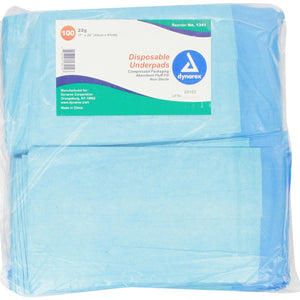 Chux Underpad Disposable Fluff/Polymer Heavy Absorbency: 100 Count, Blue, 17" x 24"