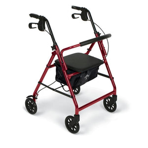 Medline Basic Steel Rollators Red, 1 Count