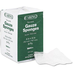 Caring Woven Non-Sterile Gauze Sponges 4" x 4" 12 ply Bag of 200 51019298