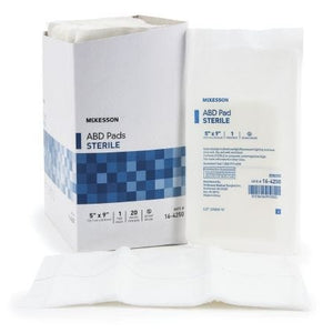 Mckesson ABD/Combine Pad: 400 Count, White, Rectangle Shape, 5" x 9"