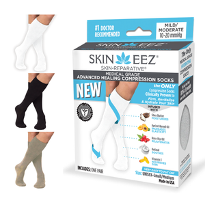 Skineez Medical Grade Advanced Healing Compression Socks, Clinically Proven to Firm, Moisturize, and Revitalize Skin, Foot Arch, Heel, and Nerve Pain Relief, 1 Pair 36985274