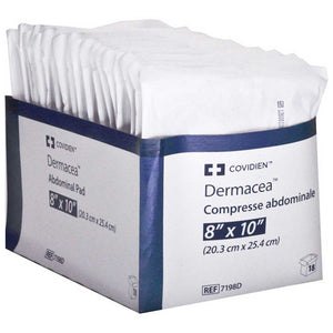 Dermacea Abdominal Pad, Nonwoven Fluff, 8 X 10 Inch Rectangle, Sterile, Pack of 18 94766324