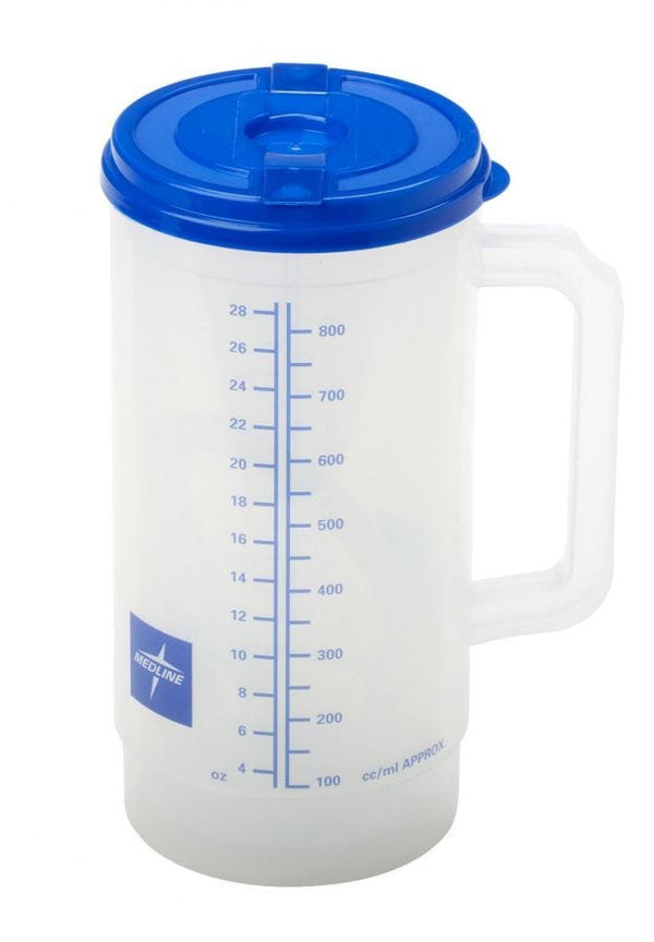 Medline Insulated Carafes: Clear W/Blue Lid, 32 OZ, 1 Count