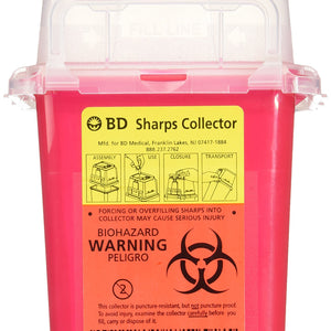 BD Phlebotomy Sharps Red Base Container with Vertical Entry Lid, 1.5 Quart 91174199