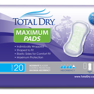 TotalDry Maximum Bladder Control Pads Regular Case of 180 19050078