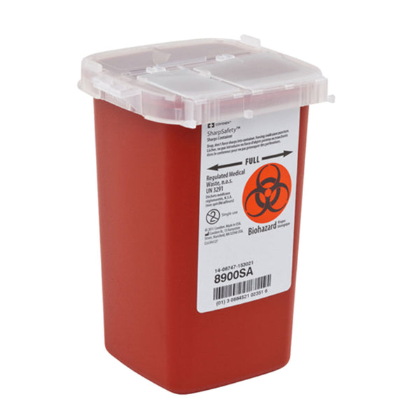 SharpSafety Autodrop Phlebotomy Red Container, 1 Quart