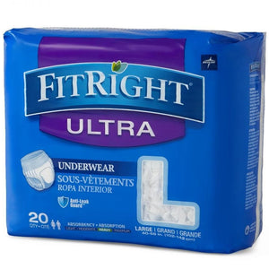 FitRight Ultra Protective Underwear Heavy Absorbency Large 40" - 56" Waist Bag of 20 20844727