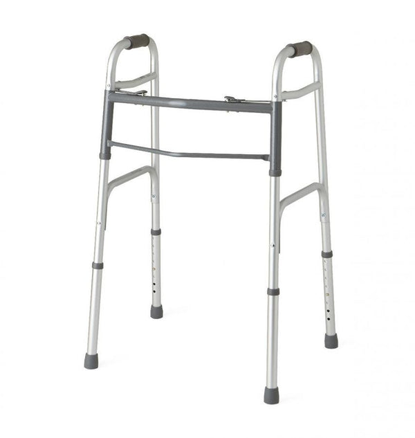 Medline Two-Button Folding Walkers without Wheels, 1 Count 63854592