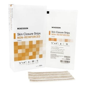 Mckesson Skin Closure Strip: 6 Count, Tan, 1/2" x 4"